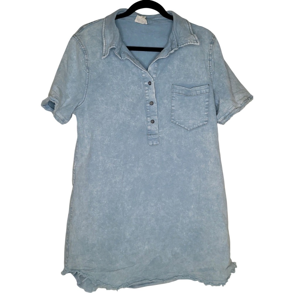 Bibi‎ Women's Shift Dress Denim M Blue Chambray Western Festival